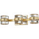Splash LED 18.25 inch Gold Leaf Bath And Vanity Wall Light, Clear Pressed Glass