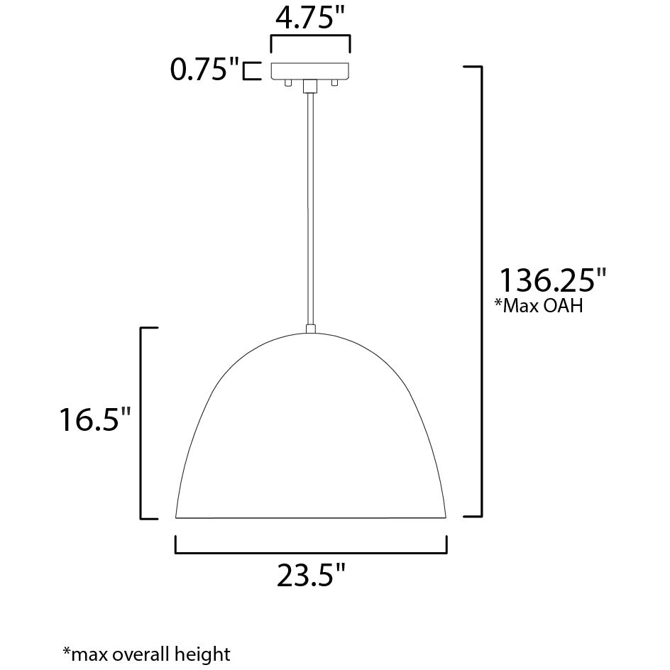 Fungo LED 23.5 inch Satin Nickel and Black Single Pendant Ceiling Light in Black and Satin Nickel
