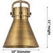 Newton Cone 1 Light 10 inch Brushed Brass Stem Hung Pendant Ceiling Light