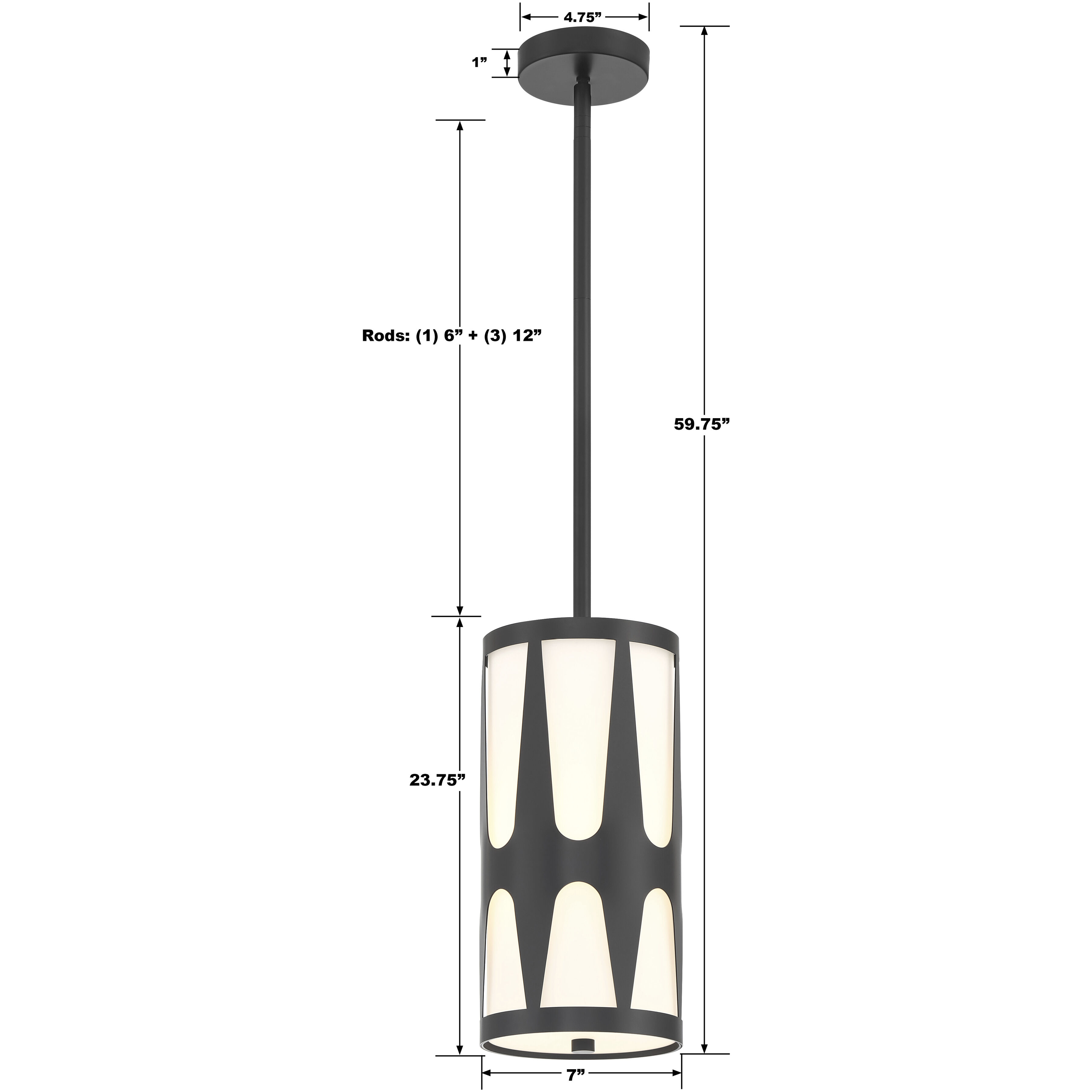 Royston 1 Light 7 inch Black Mini Pendant Ceiling Light