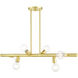 Bannister 6 Light 37 inch Satin Brass Linear Chandelier Ceiling Light