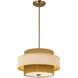 Textile Collection - Narberth Family 3 Light 18 inch Brushed Brass Pendant Ceiling Light in 18" D x 18" W x 12.5" H, EVOLV