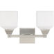 Aragon 2 Light 15 inch Brushed Nickel Bath Vanity Wall Light
