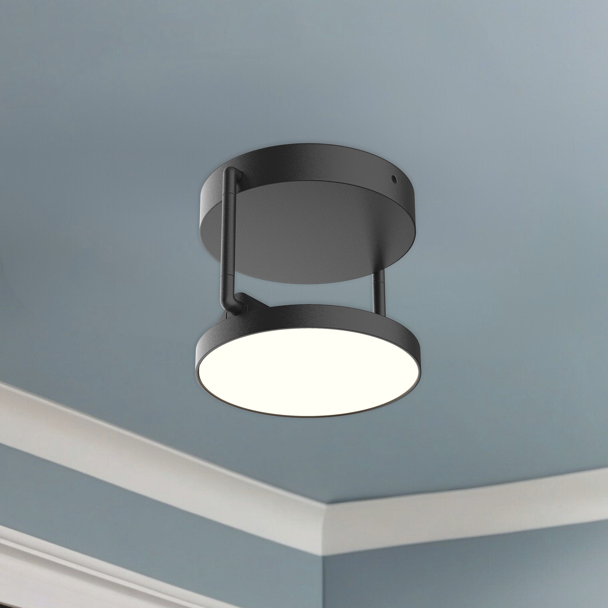 Novel LED 5.25 inch Black Semi-Flush Mount Ceiling Light