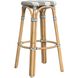 Tobias Round Rattan 30" Bar Stool in Gray and White Stripe