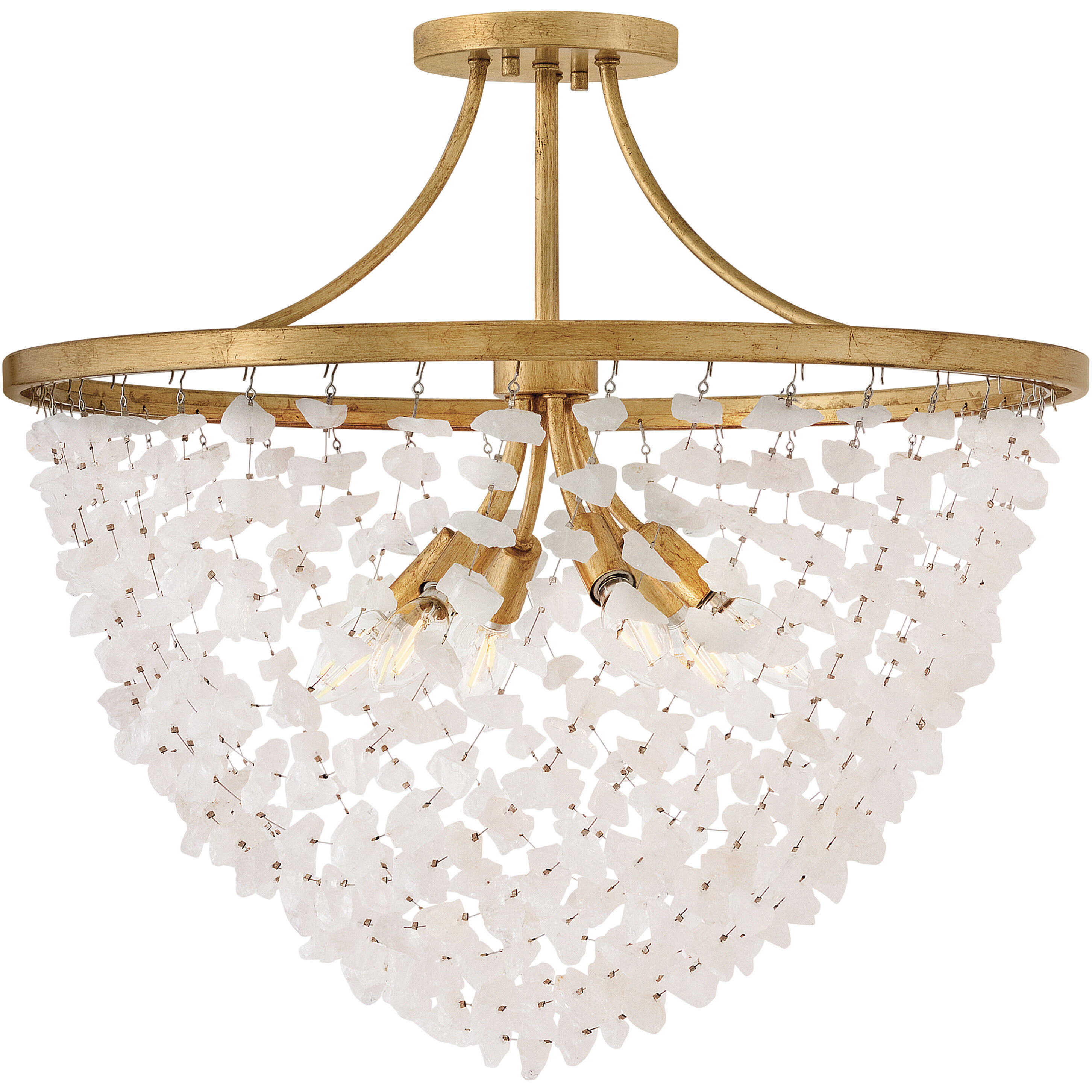 Myra 6 Light 24 inch Distressed Brass Semi-Flush Mount Ceiling Light
