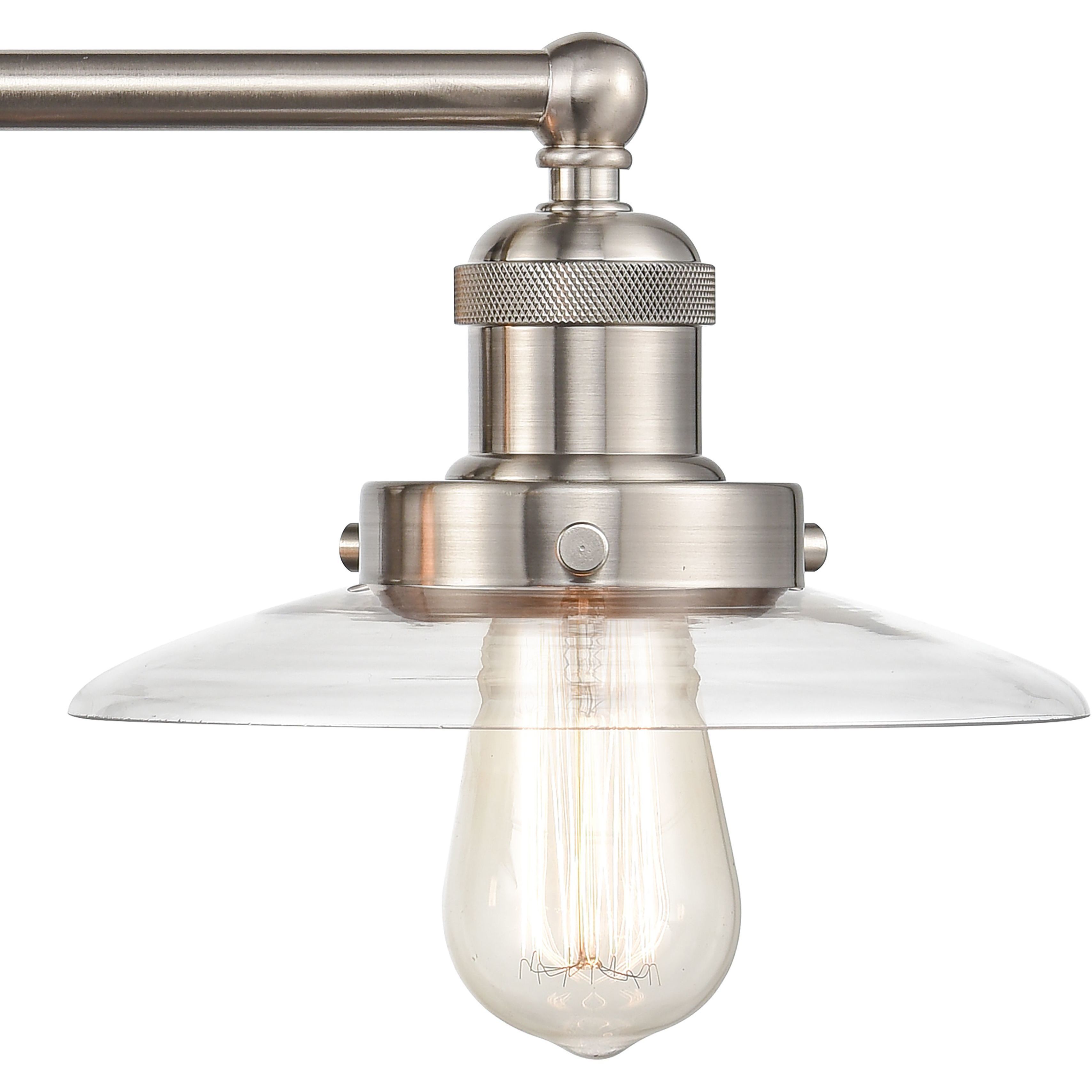 English Pub Vanity Light Wall Light in Satin Nickel, Clear Glass