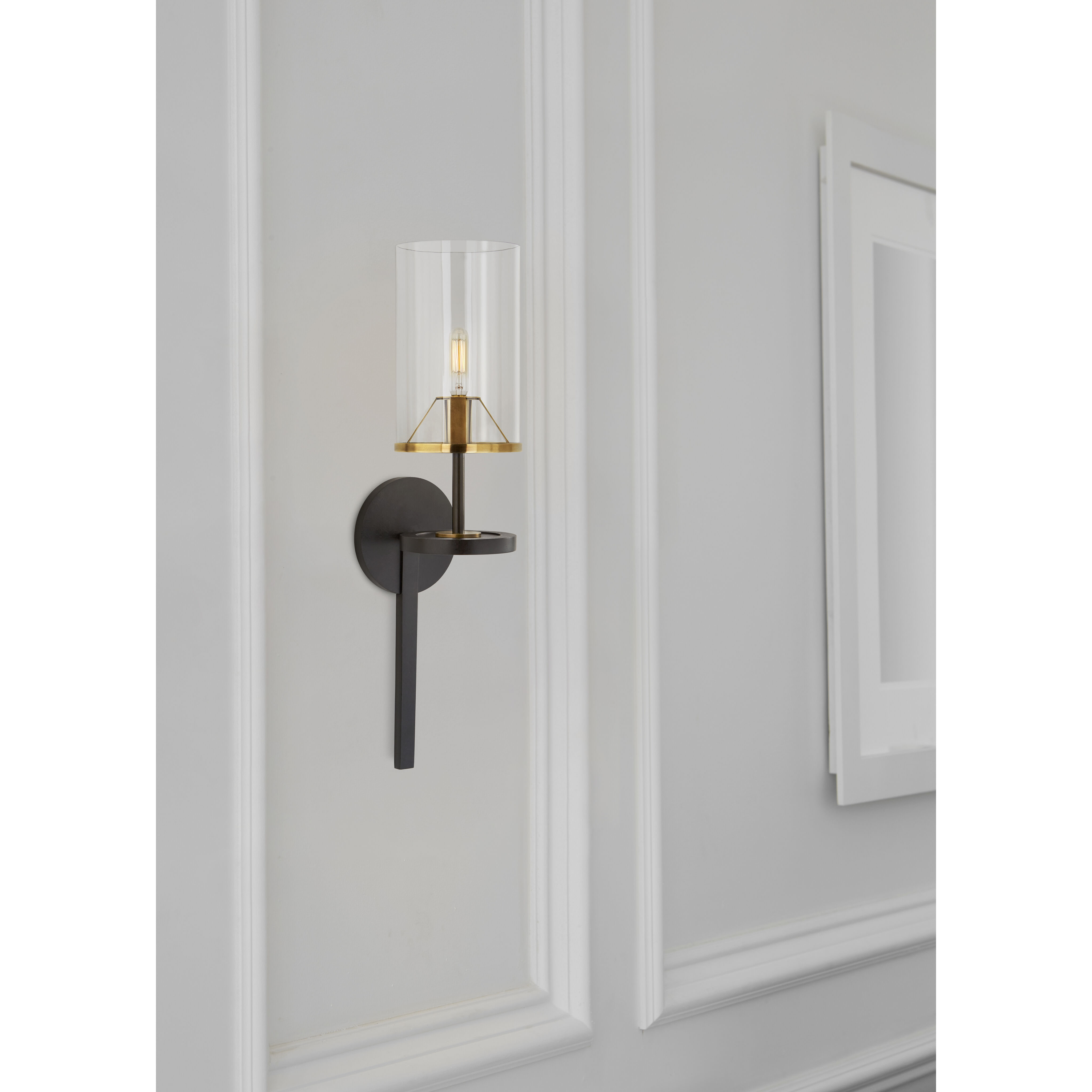 Thomas O'Brien Vivier 1 Light 5.25 inch Blackened Iron and Hand-Rubbed Antique Brass Single Sconce Wall Light