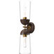 Alora Mood Emil 2 Light 5 inch Aged Gold and Walnut Wall/Vanity Light Wall Light