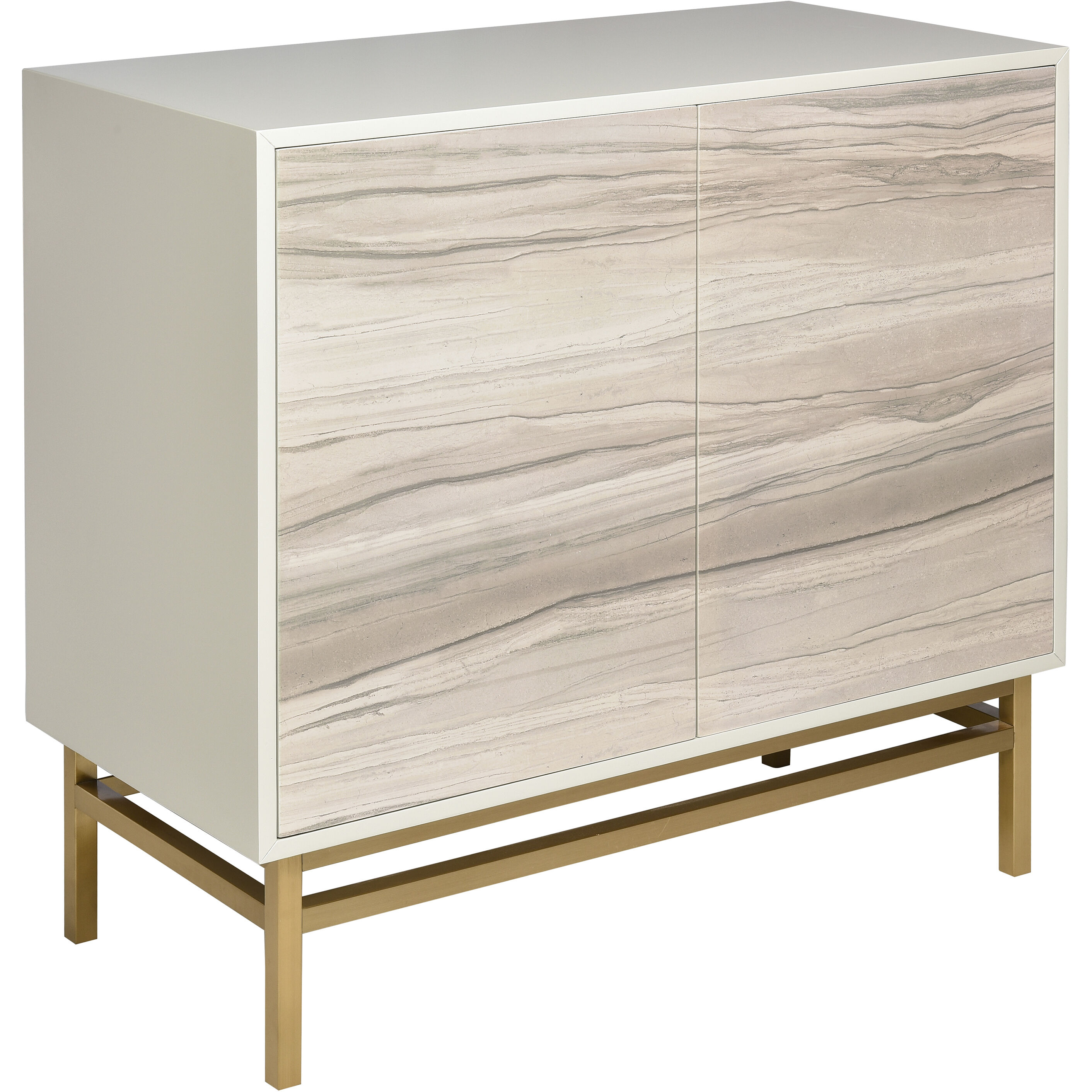 Reynolds White with Almond and Brass Cabinet