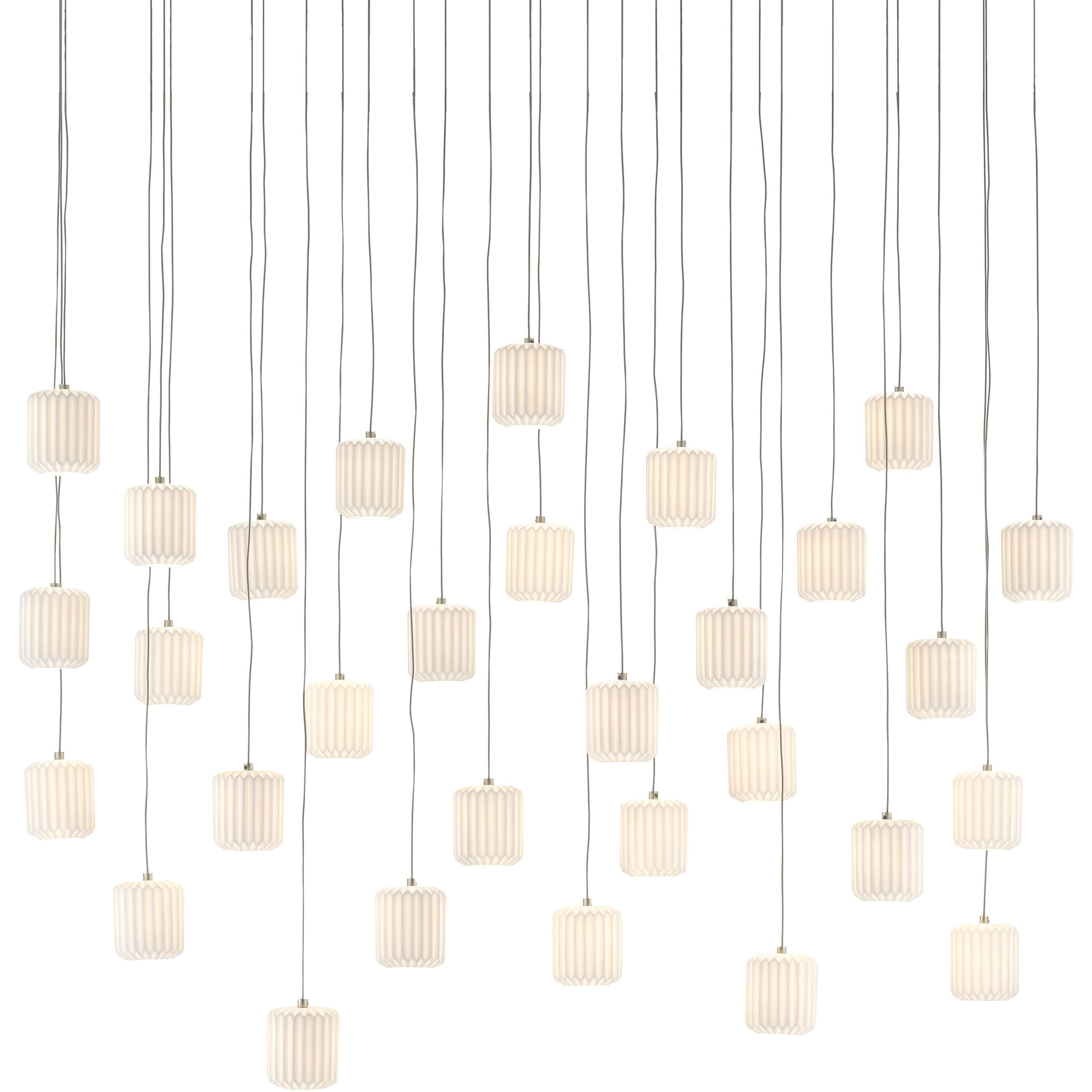 Dove 30 Light 54 inch Painted Silver/White Multi-Drop Pendant Ceiling Light