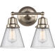Aditi Small Cone 2 Light 14.25 inch Brushed Satin Nickel Bath Vanity Light Wall Light, Aditi
