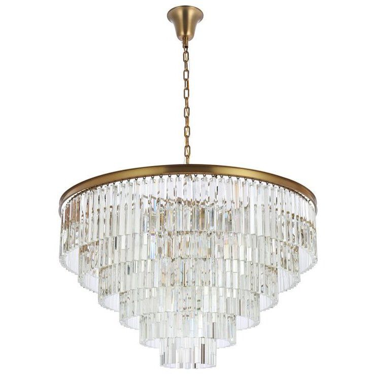 Sydney 33 Light 44 inch Satin Gold Chandelier Ceiling Light in Clear