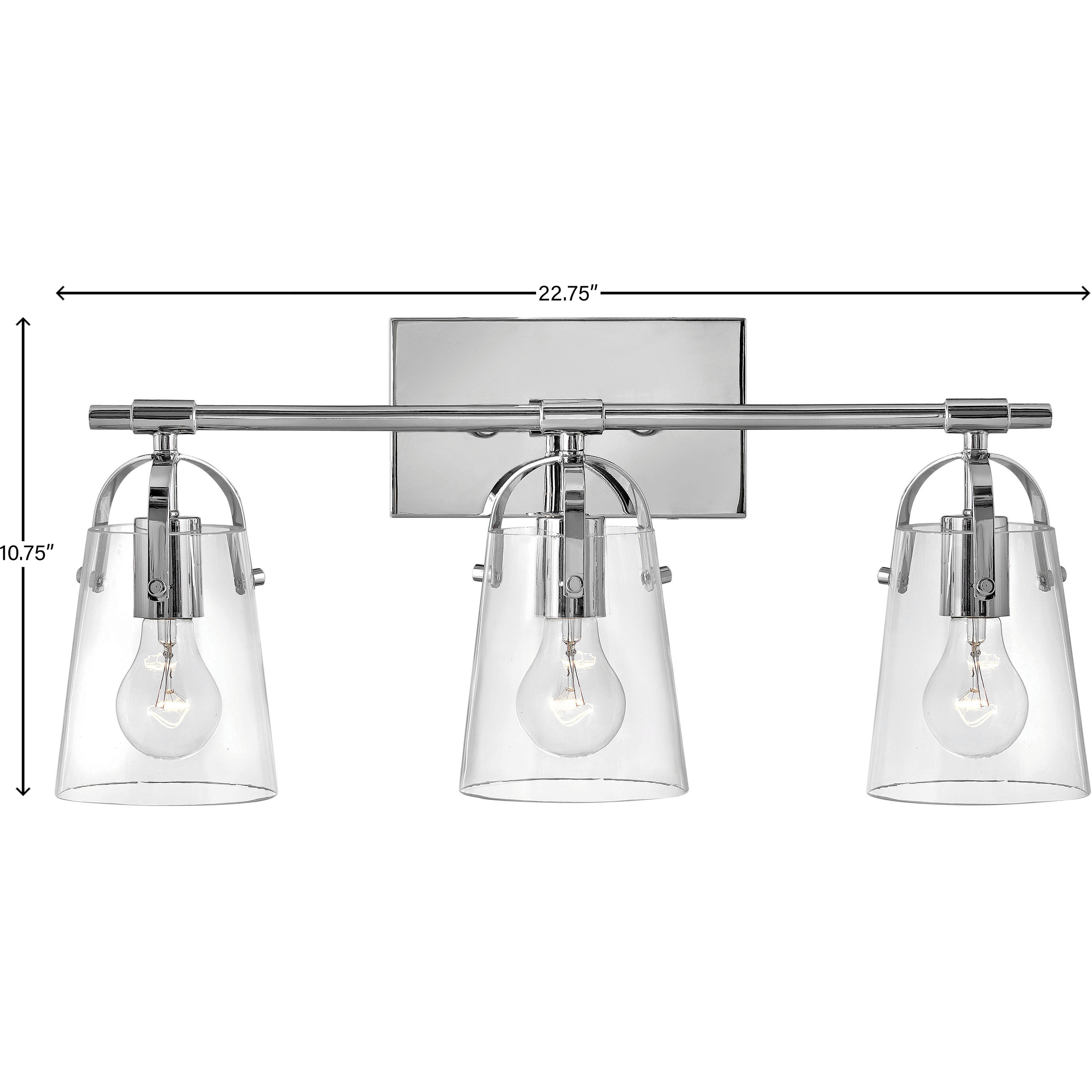 Foster 3 Light 22.75 inch Chrome Vanity Light Wall Light in Clear