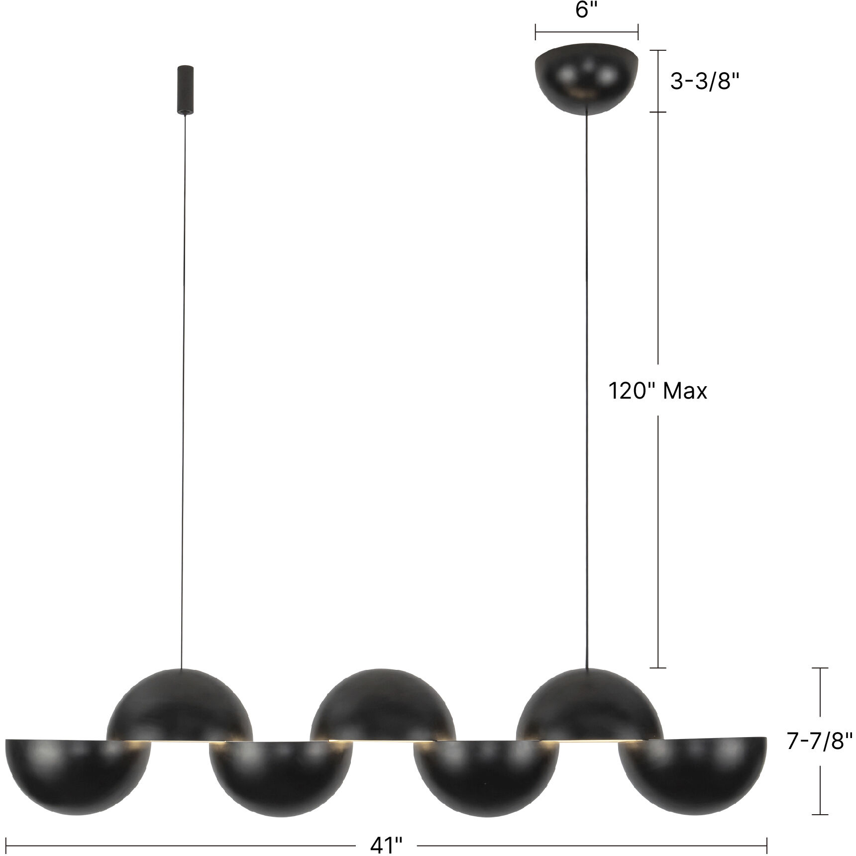 Void 41 inch Vintage Brass Linear Pendant Ceiling Light