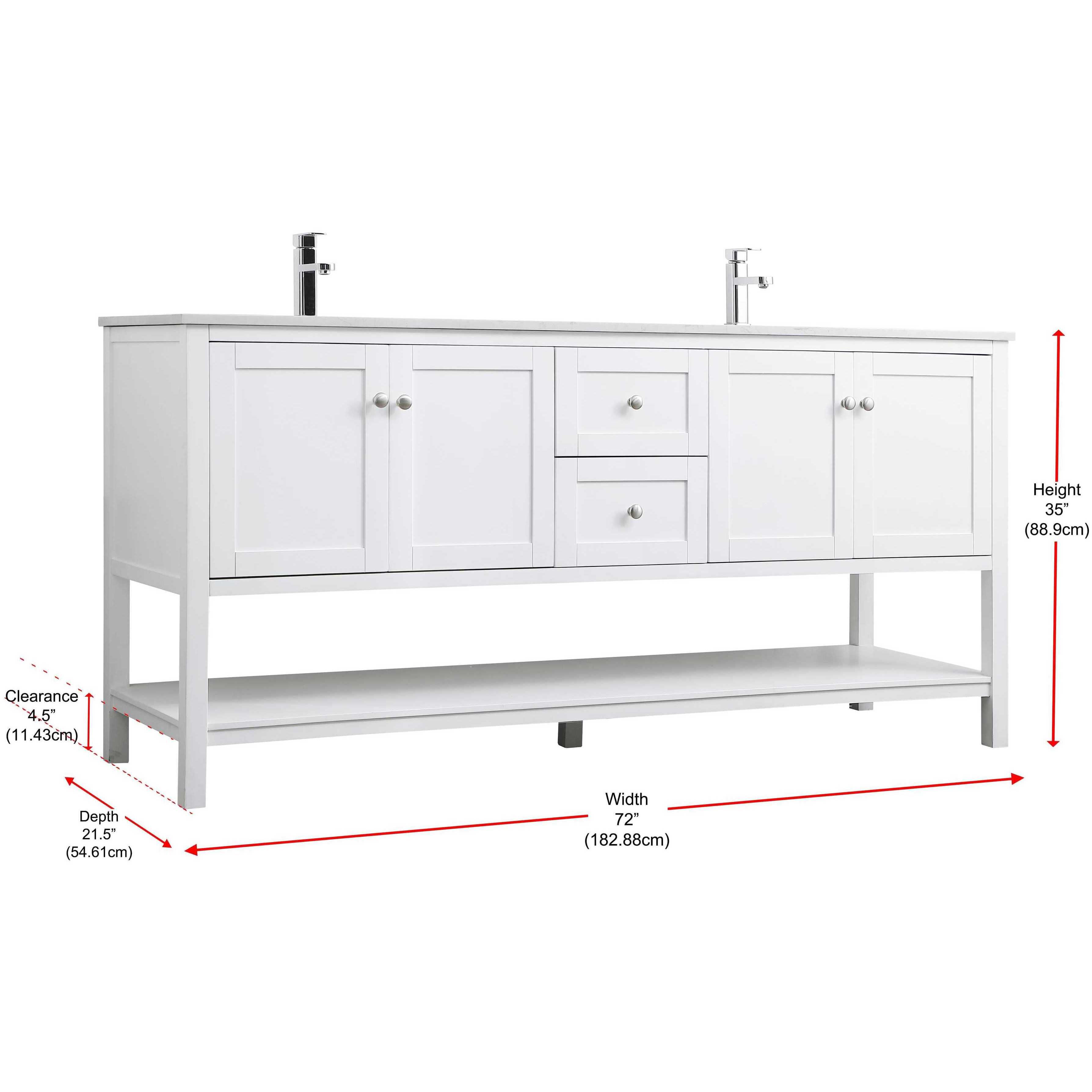 Heath 72 X 21.5 X 35 inch White Vanity Sink Set