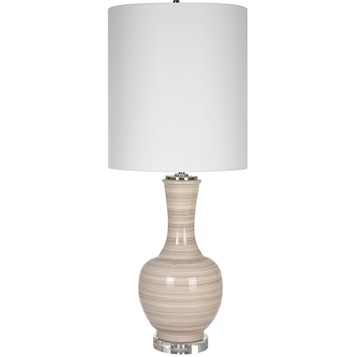 Chalice 33 inch 150.00 watt Taupe/Tan/Charcoal and Polished Nickel Table Lamp Portable Light