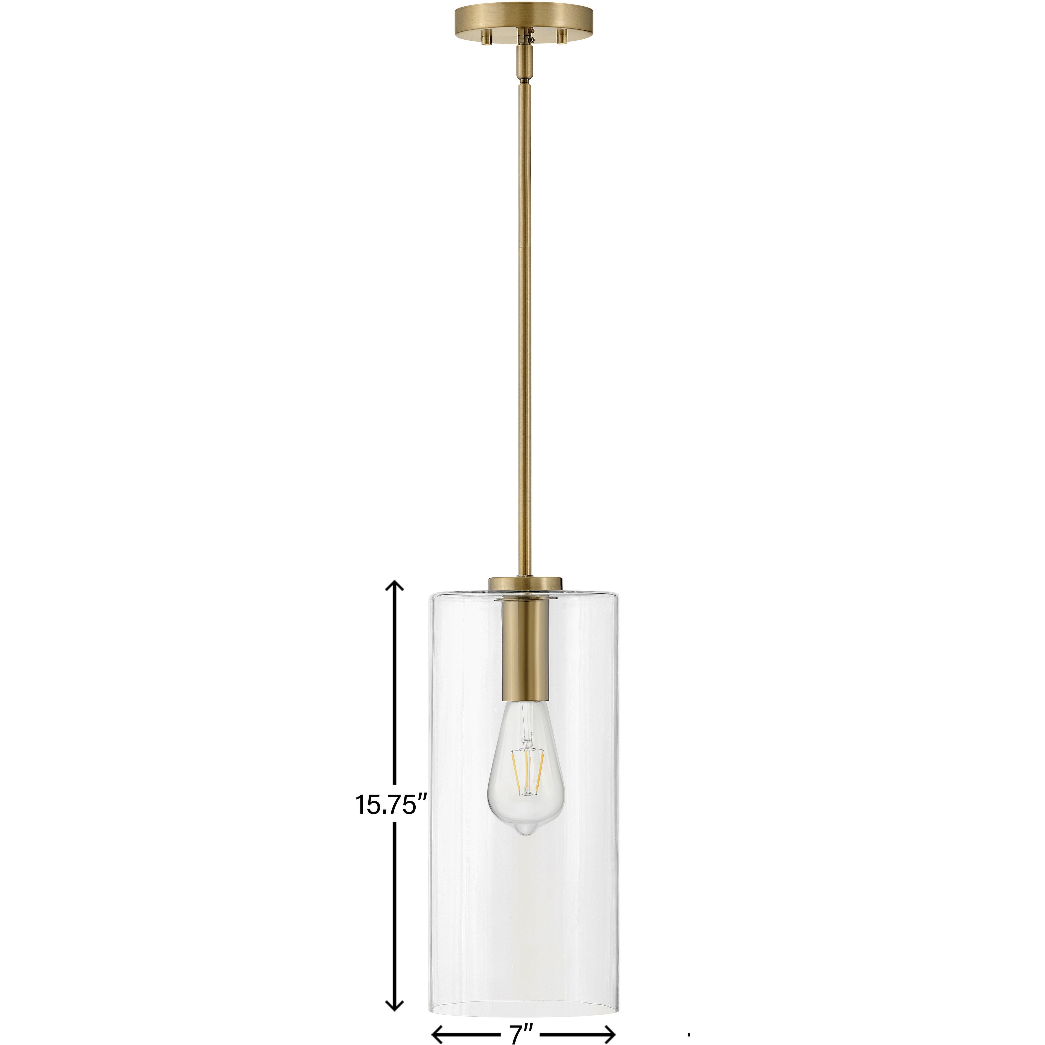 Lane LED 7 inch Lacquered Brass Pendant Ceiling Light in Clear