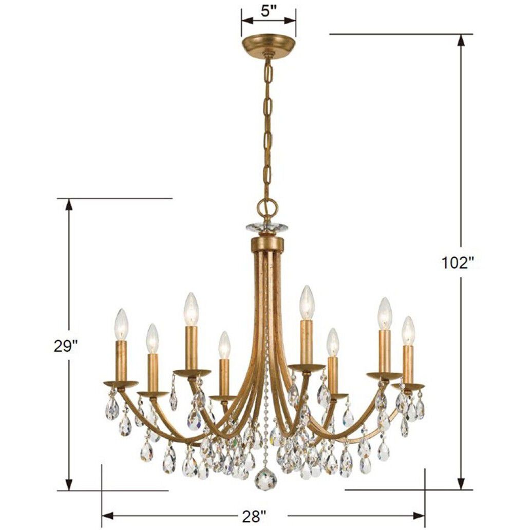 Bridgehampton 8 Light 28 inch Antique Gold Chandelier Ceiling Light in Clear Spectra