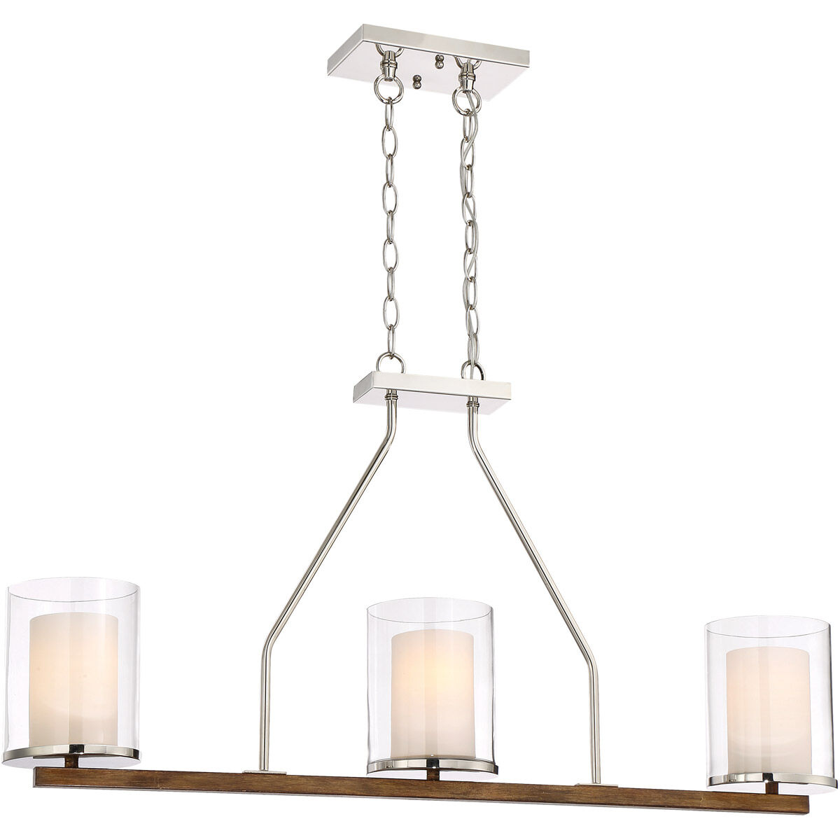 Lark 3 Light 38 inch Polished Nickel/Whiskey Barrel Island Light Ceiling Light