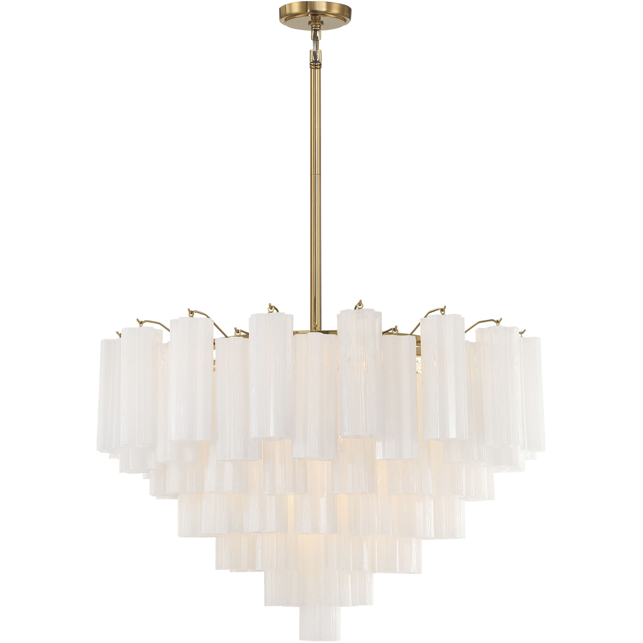 Addis 16 Light 32 inch Aged Brass Chandelier Ceiling Light in Tronchi Glass White