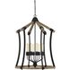 Dali 8 Light 29 inch Iron and Light Oak Chandelier Ceiling Light, Bell Lantern