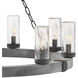 Open Air Sawyer 9 Light 30 inch Aged Zinc with Distressed Black Outdoor Hanging in Non-LED
