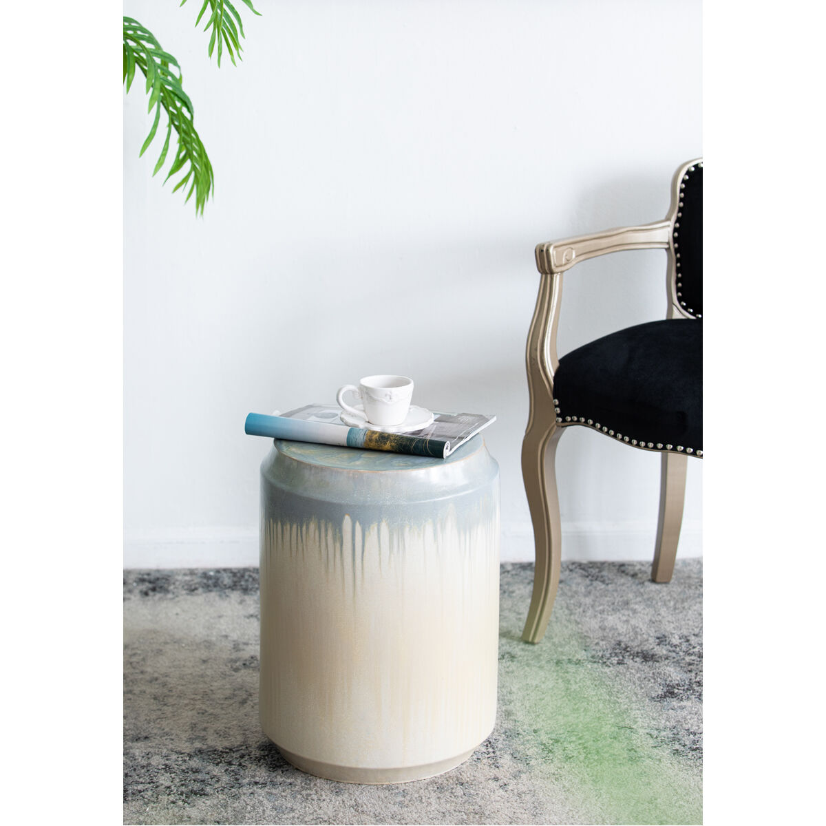 Florence 18 inch Blue/Cream Garden Stool