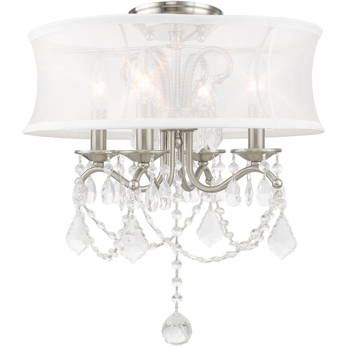 Newcastle 4 Light 16 inch Brushed Nickel Convertible Mini Chandelier/Ceiling Mount Ceiling Light