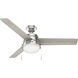 Aker 52 inch Brushed Nickel with Matte Nickel/Light Grey Oak Blades Ceiling Fan