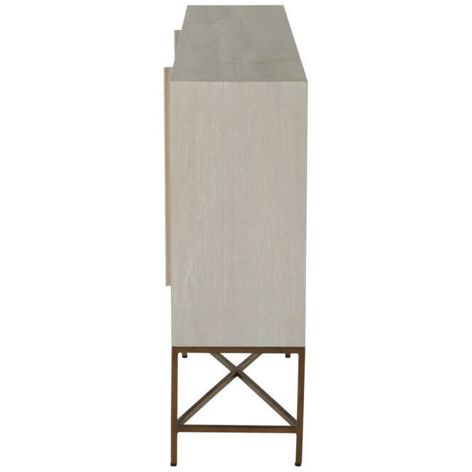 Carol Cerused White / Stained Brass Cabinet