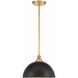 Soto 1 Light 12 inch Matte Black and Antique Gold Mini Pendant Ceiling Light