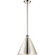 Ballston Cone 1 Light 12 inch Polished Nickel Pendant Ceiling Light