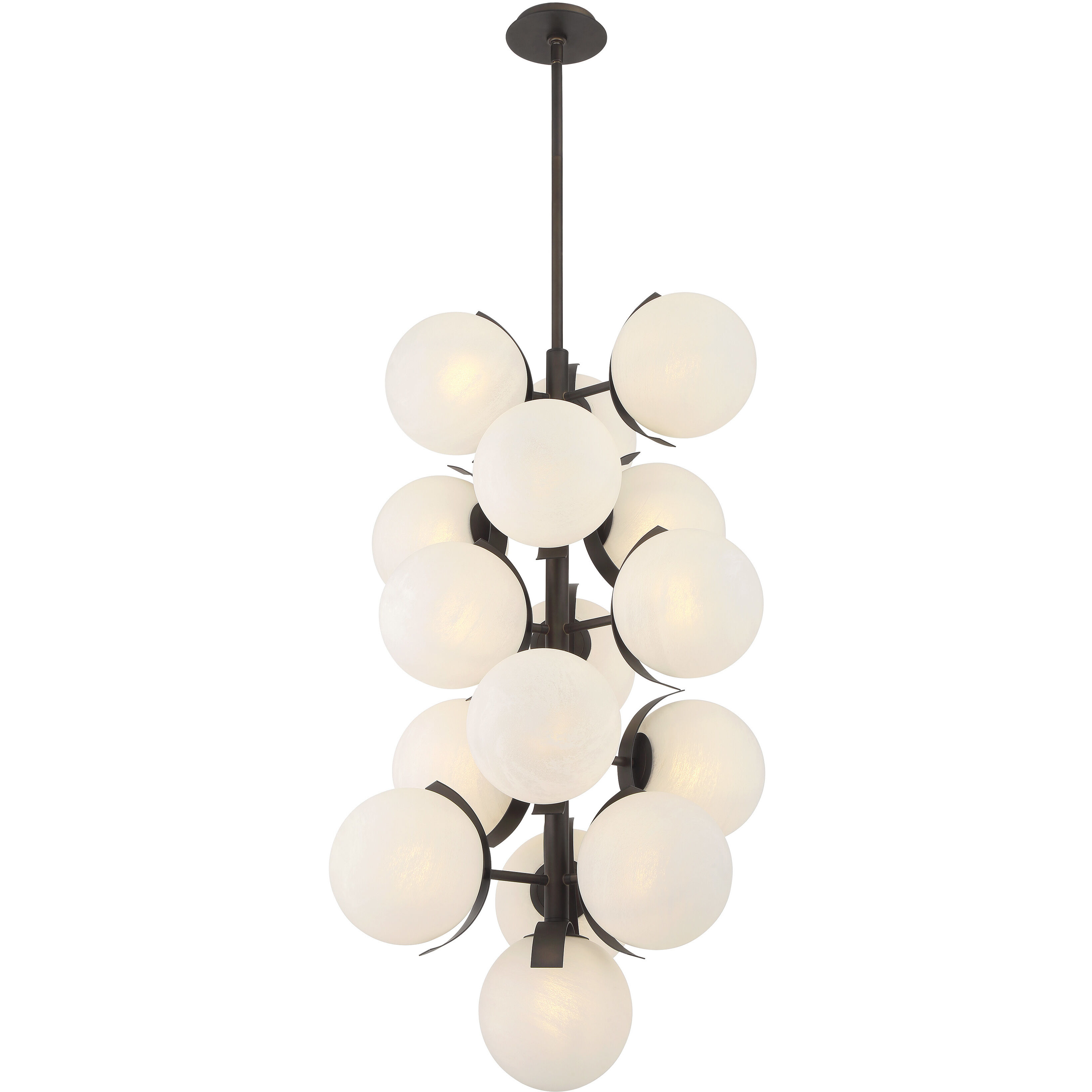 Vino 16 Light 24.75 inch Dark Bronze Pendant Ceiling Light in White Etched Alabaster Glass