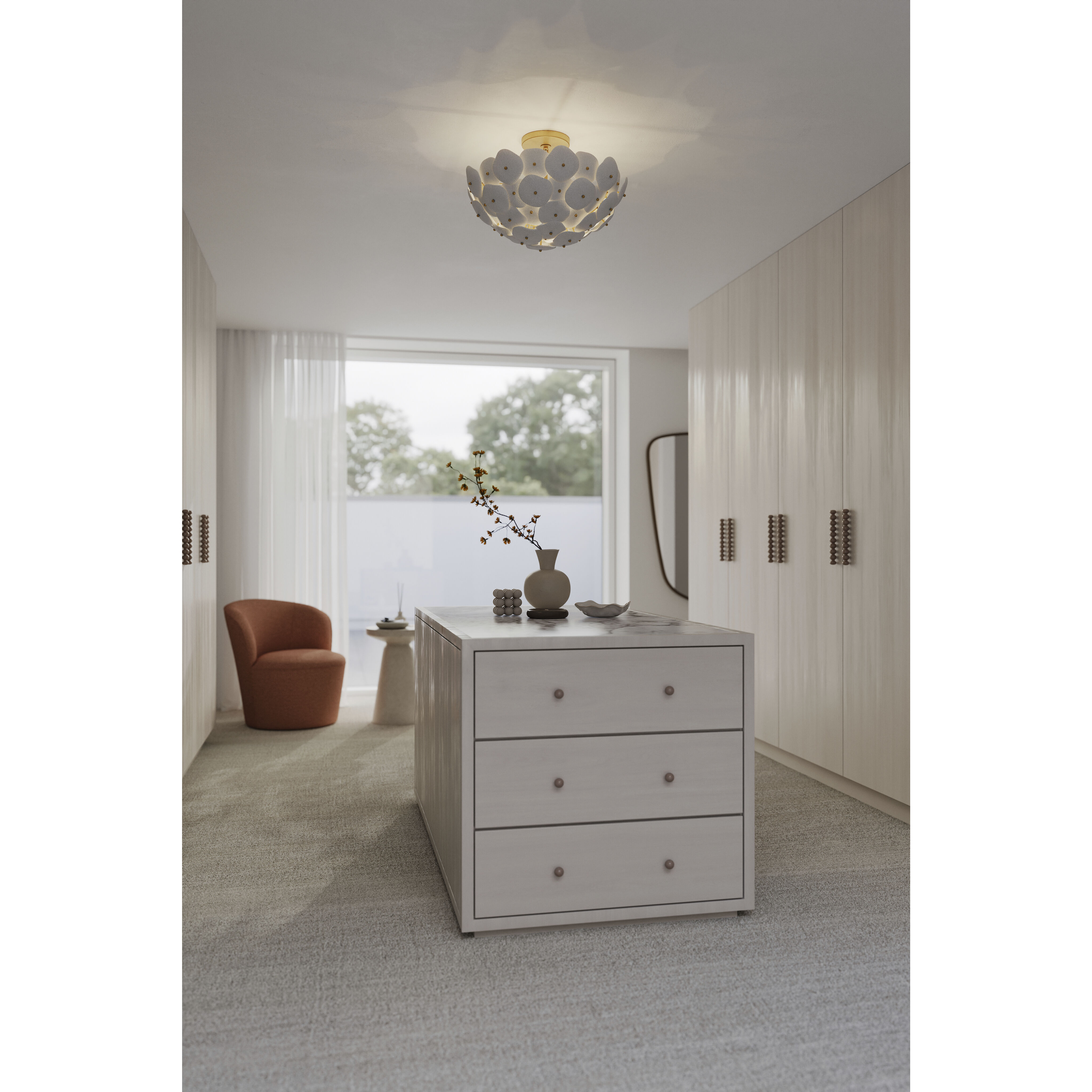 Coastlyn 3 Light 22 inch Legacy Brass Semi-Flush Mount Ceiling Light