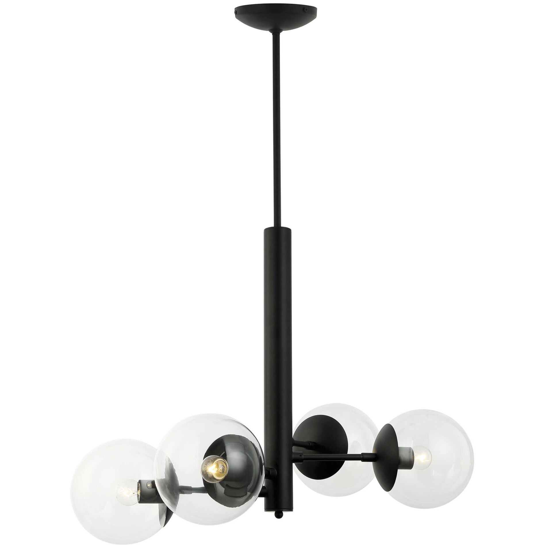 Mid-Century 4 Light 28.5 inch Black Chandelier Ceiling Light