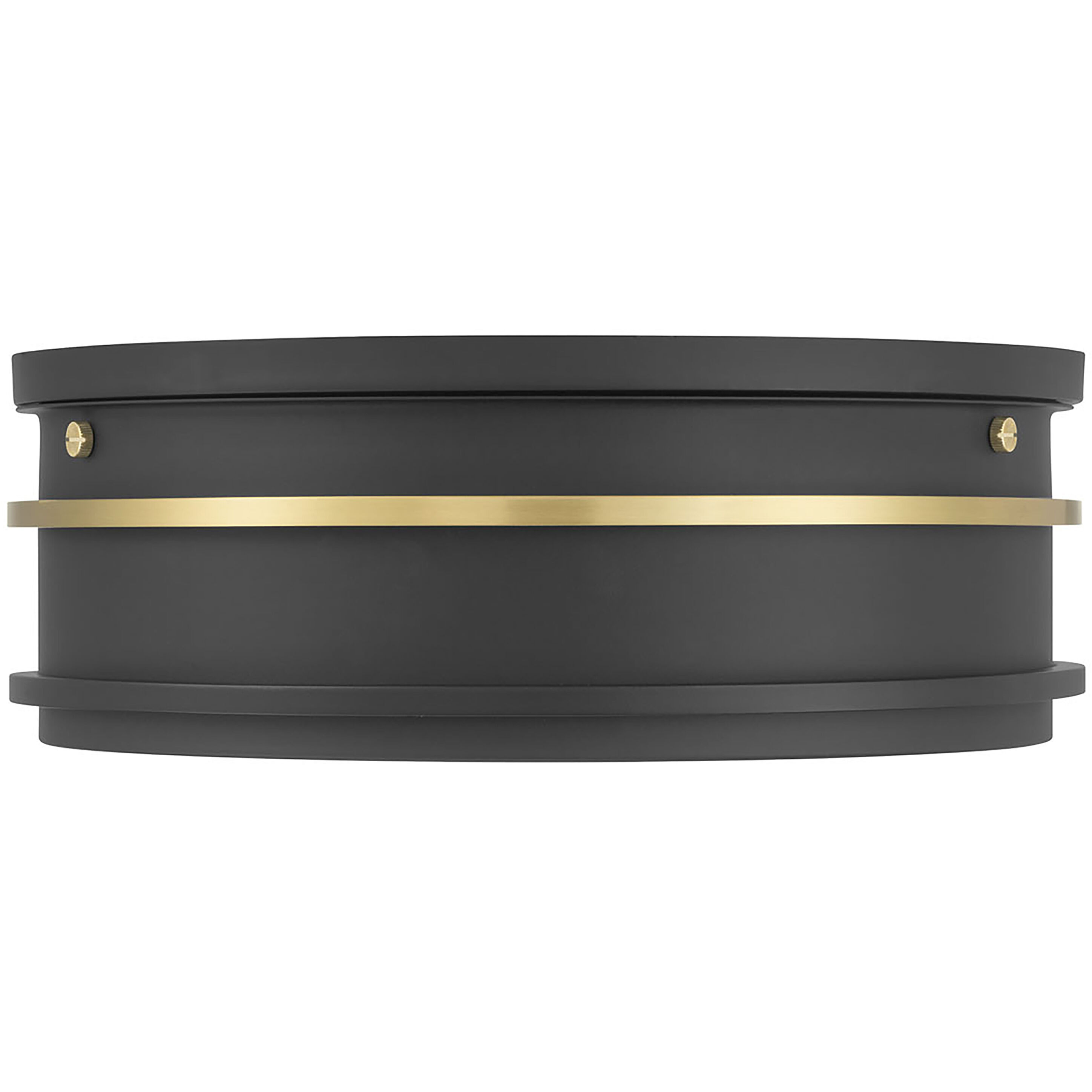 Stralara LED 12 inch Matte Black and Vintage Brass Flush Mount Ceiling Light
