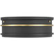 Stralara LED 12 inch Matte Black and Vintage Brass Flush Mount Ceiling Light