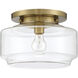 Peri 1 Light 12 inch Satin Brass Flushmount Ceiling Light