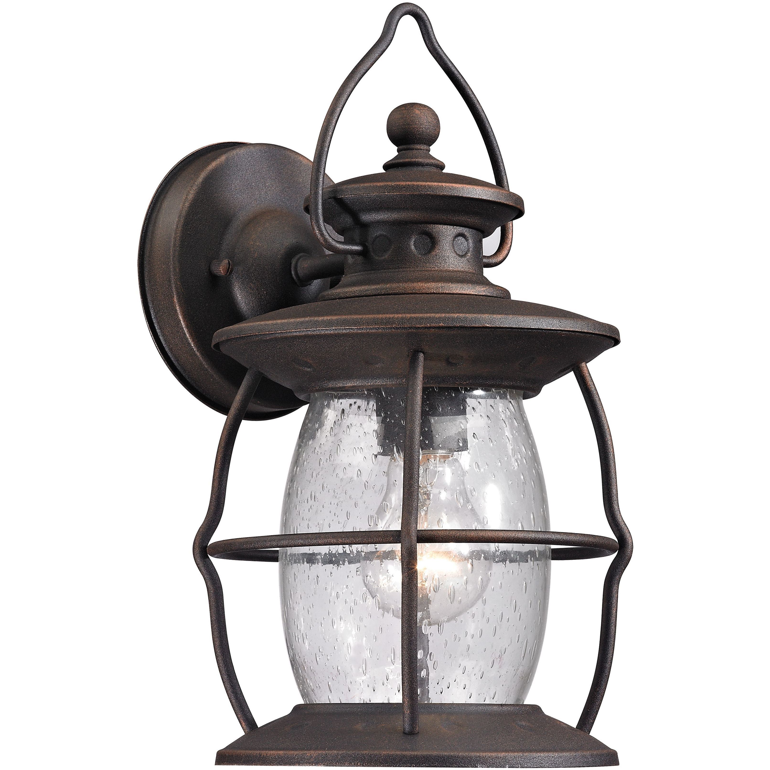 Village Lantern 1 Light 13 inch Weathered Bronze Outdoor Wall Sconce