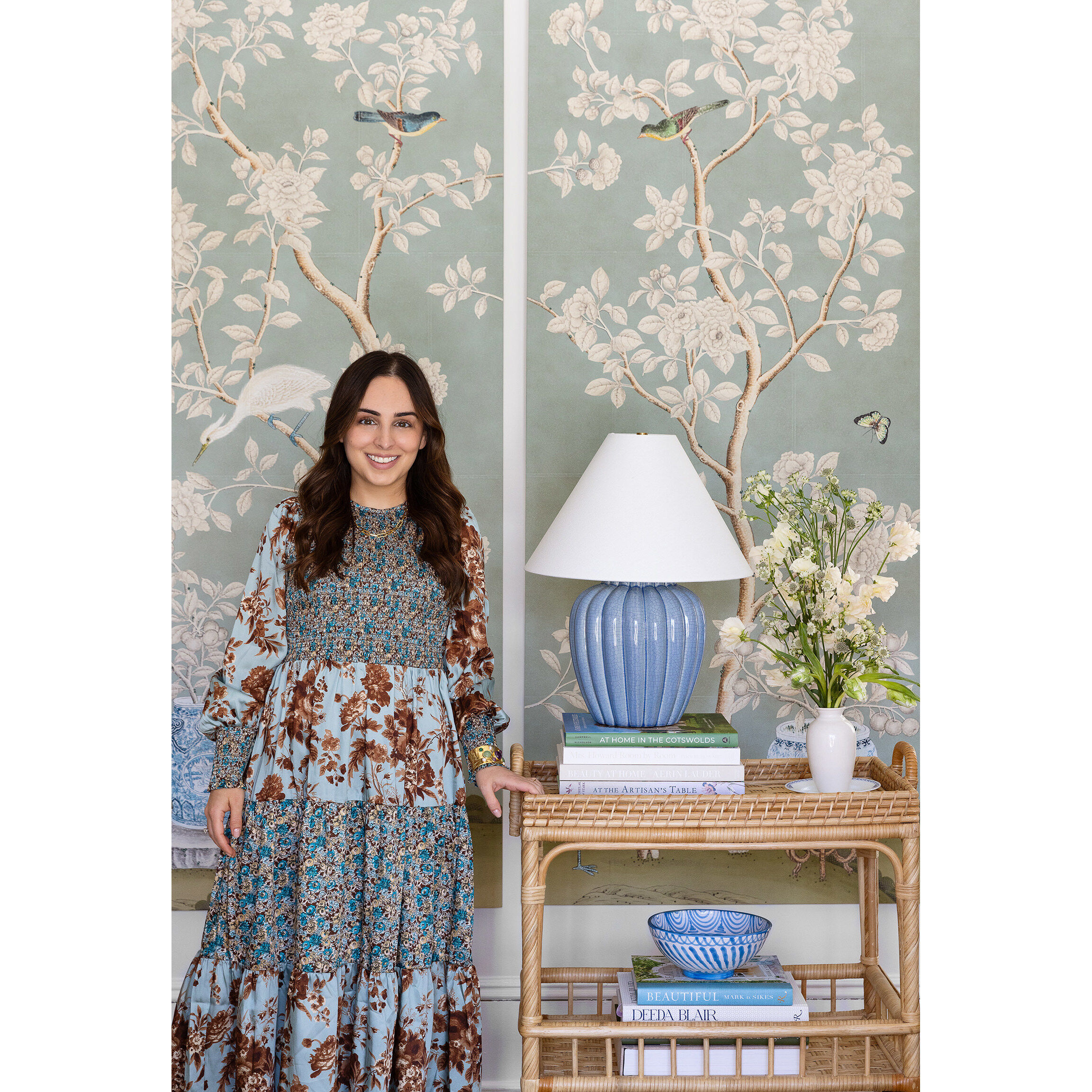 Clarendon 20 inch 60.00 watt Aged Brass and Blue Table Lamp Portable Light