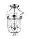 Jefferson 3 Light 12 inch Polished Nickel Semi-Flush Mount Ceiling Light