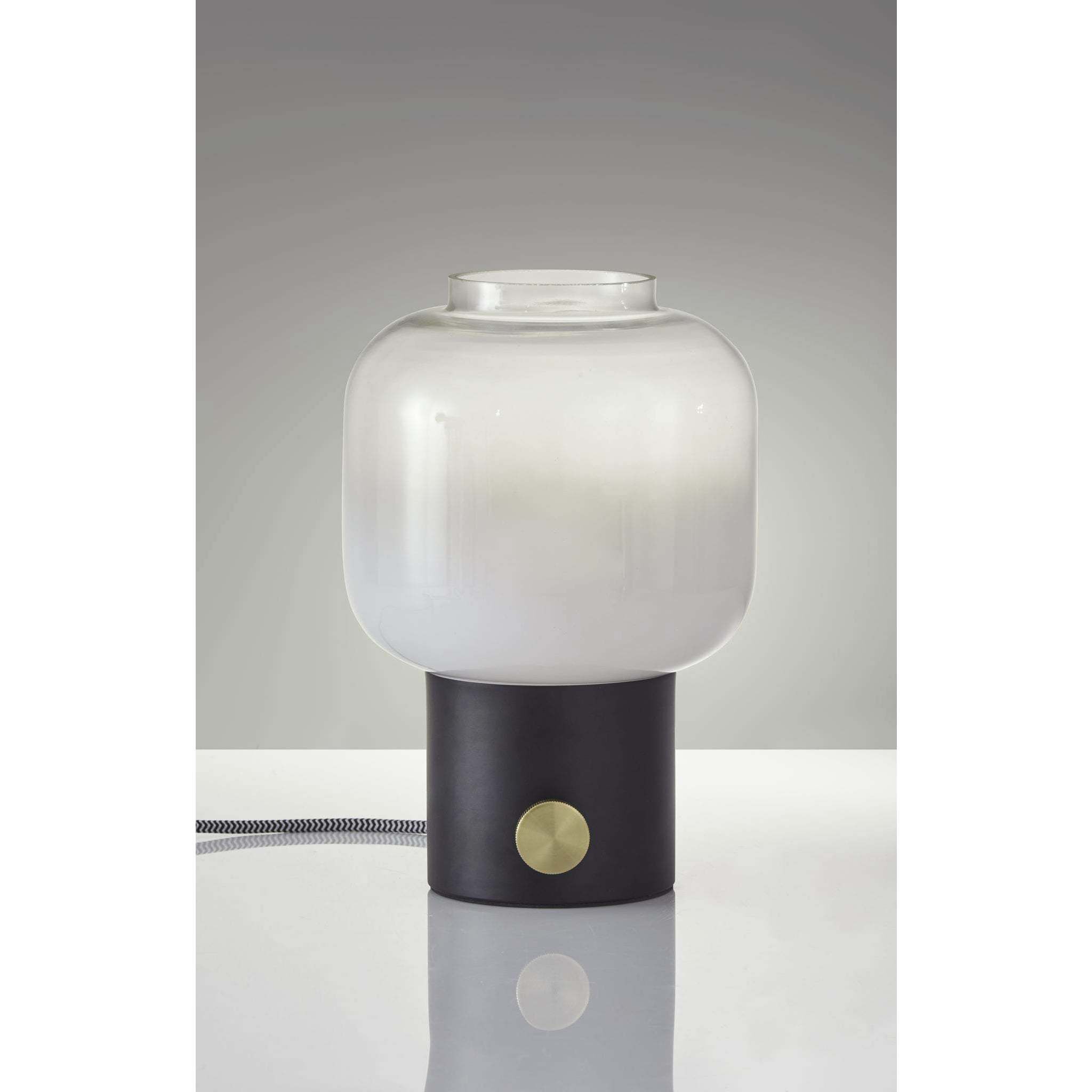 Lewis 12 inch 60.00 watt Matte Black with Antique Brass Accent Table Lamp Portable Light 