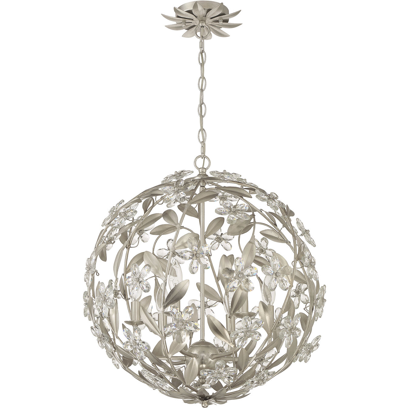 Marselle 6 Light 22 inch Antique Silver Chandelier Ceiling Light