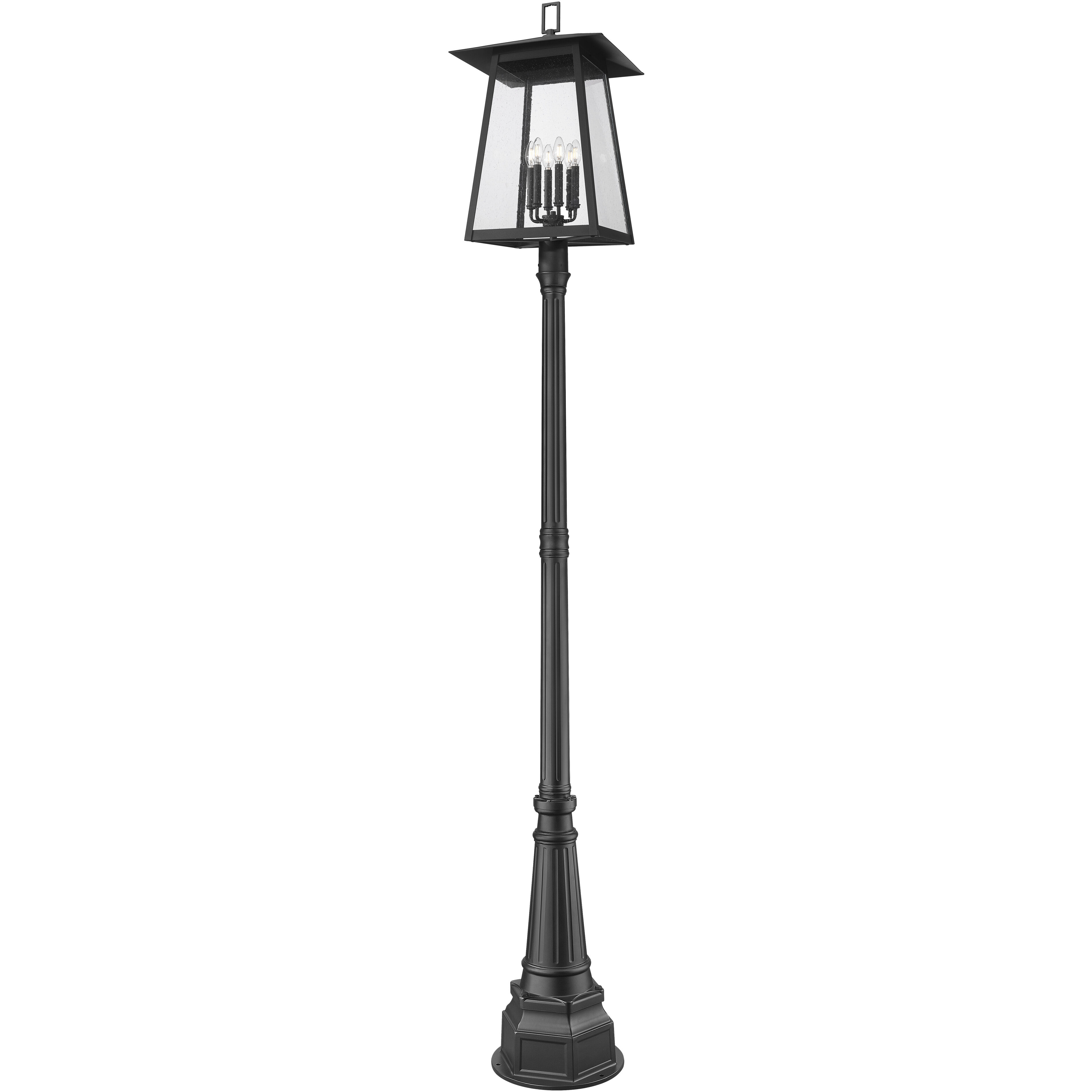 Rainer 6 Light 113.5 inch Black Outdoor Post Mounted Fixture in G9