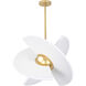 Rotary 4 Light 24 inch Bright Gold Leaf and White Pendant Ceiling Light