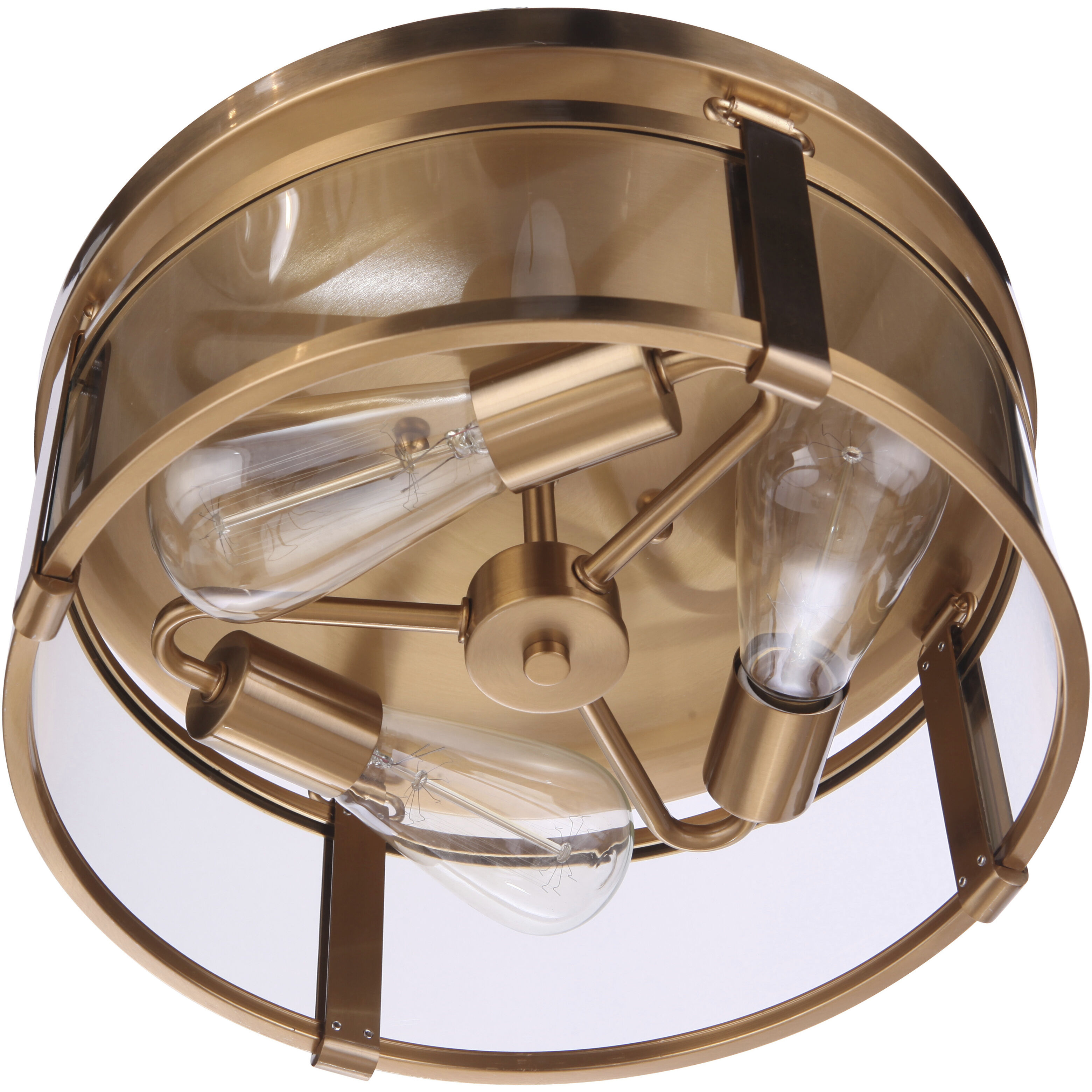 Elliot 3 Light 13 inch Satin Brass Flushmount Ceiling Light