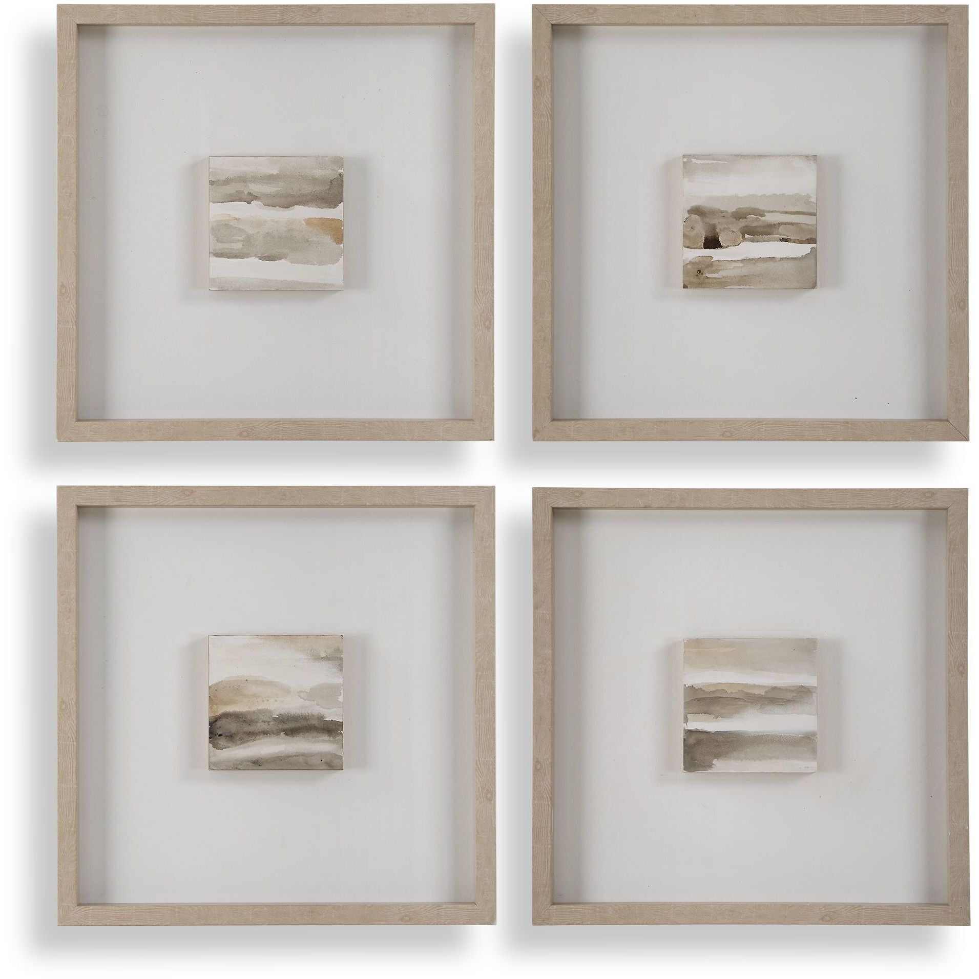 Studying Sepia 25.6 X 25.6 inch Hand Painted Canvases, Set of 4