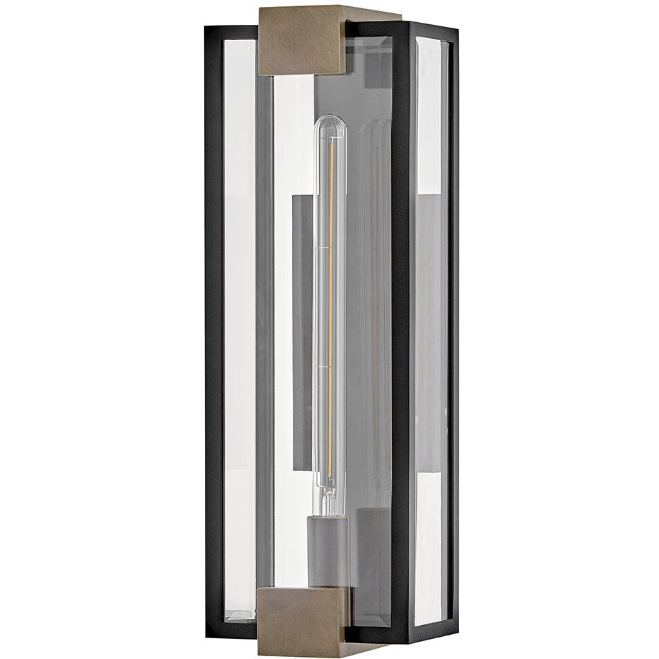Bergen 1 Light 22 inch Black with Burnished Bronze Outdoor Wall Mount Lantern