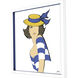 Figurative Blue and White and Yellow Framed Art